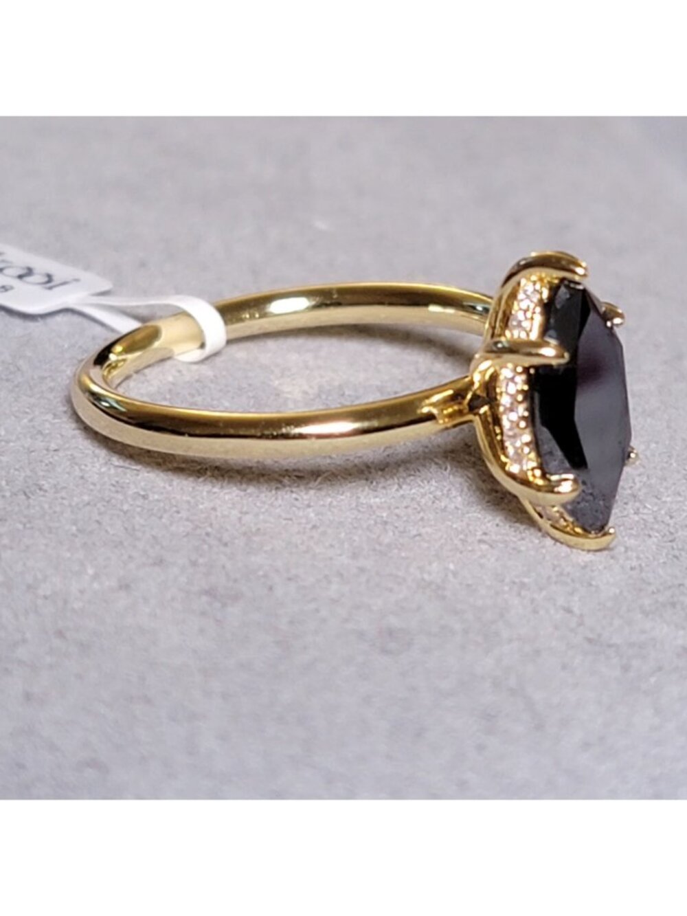 Black Marquise Moissanite Ring Yellow Gold Plated Size 8 NWT